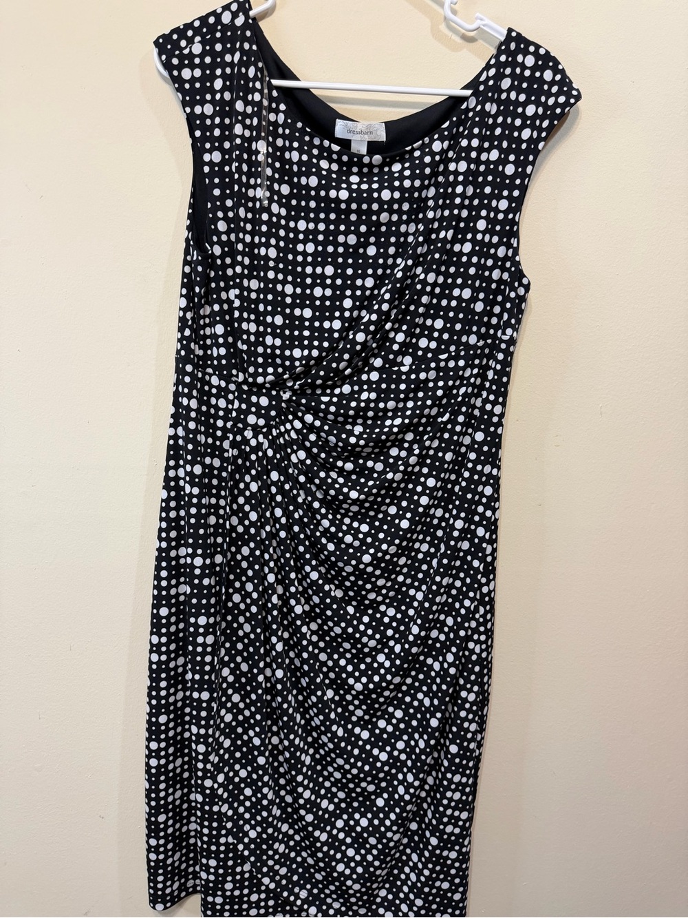 Dress Barn Black and White Polka Dot Sleeveless Midi Dress